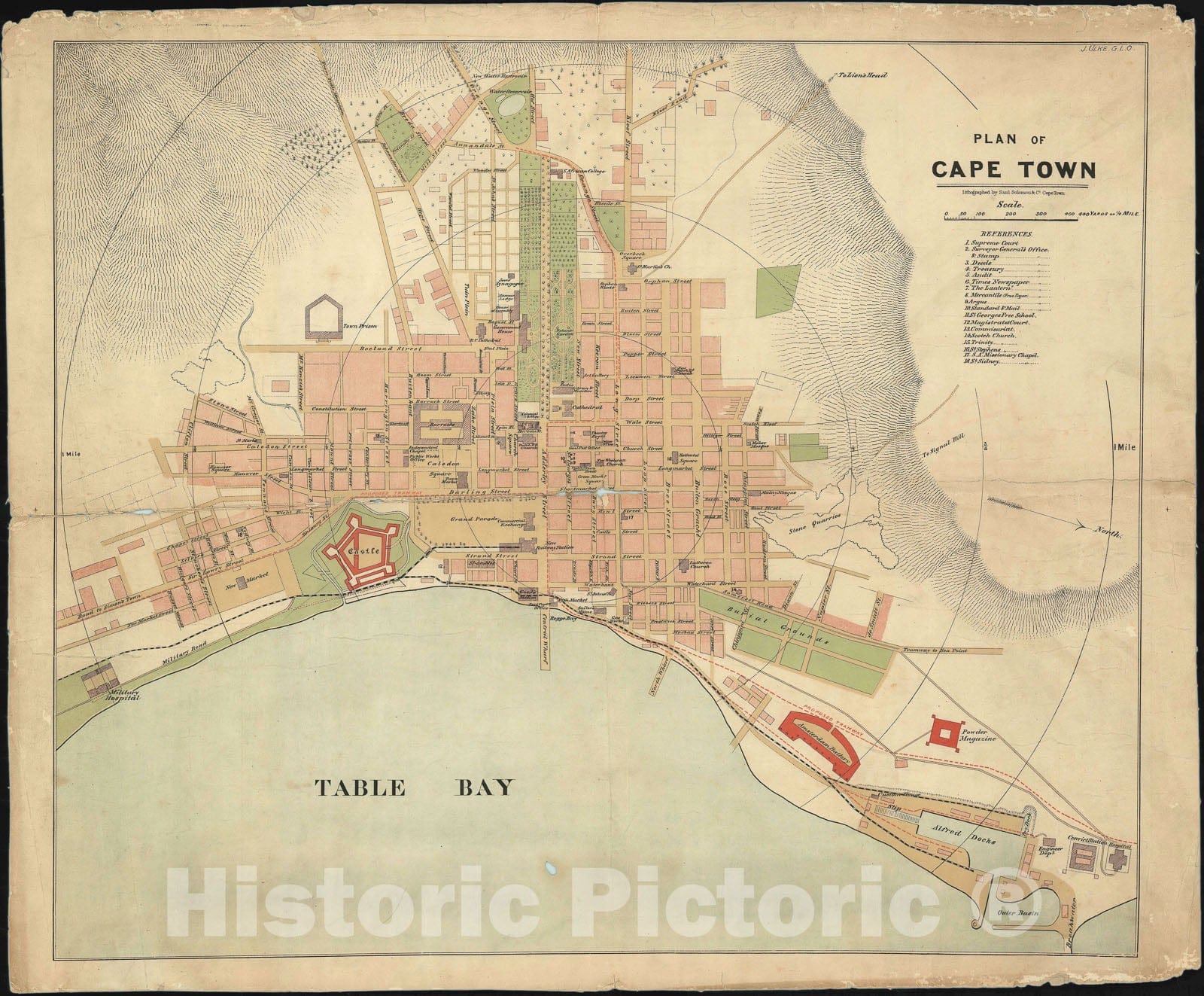 Historic Map : Cape Town, Saul Solomon and J. Ulke, 1882, Vintage Wall Art