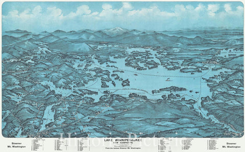 Historic Map : Lake Winnipesaukee, New Hampshire, Walker, 1925, Vintage Wall Art
