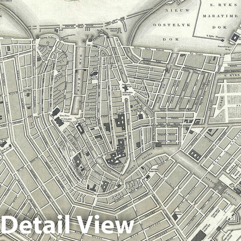 Historic Map : Plan of Amsterdam, Netherlands, S.D.U.K., 1835, Vintage Wall Art