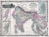 Historic Map : India "Hindostan or British India", Johnson, 1861, Vintage Wall Art
