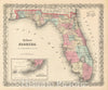 Historic Map : Florida "First Edition Johnson Map", Johnson - Colton, 1859, Vintage Wall Art