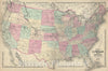 Historic Map : The United States, Walling and Gray, 1871, Vintage Wall Art
