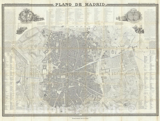 Historic Map : Madrid, Spain, Coello, 1849, Vintage Wall Art