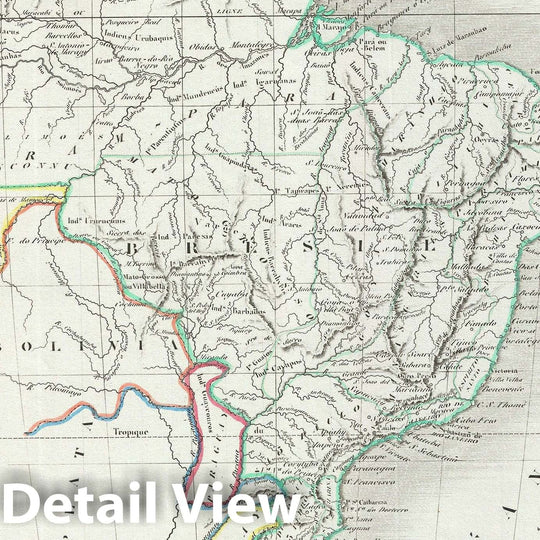 Historic Map : Brazil, Malte-Brun, 1843, Vintage Wall Art