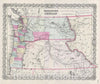Historic Map : Washington anArtegon, Colton, 1856, Vintage Wall Art