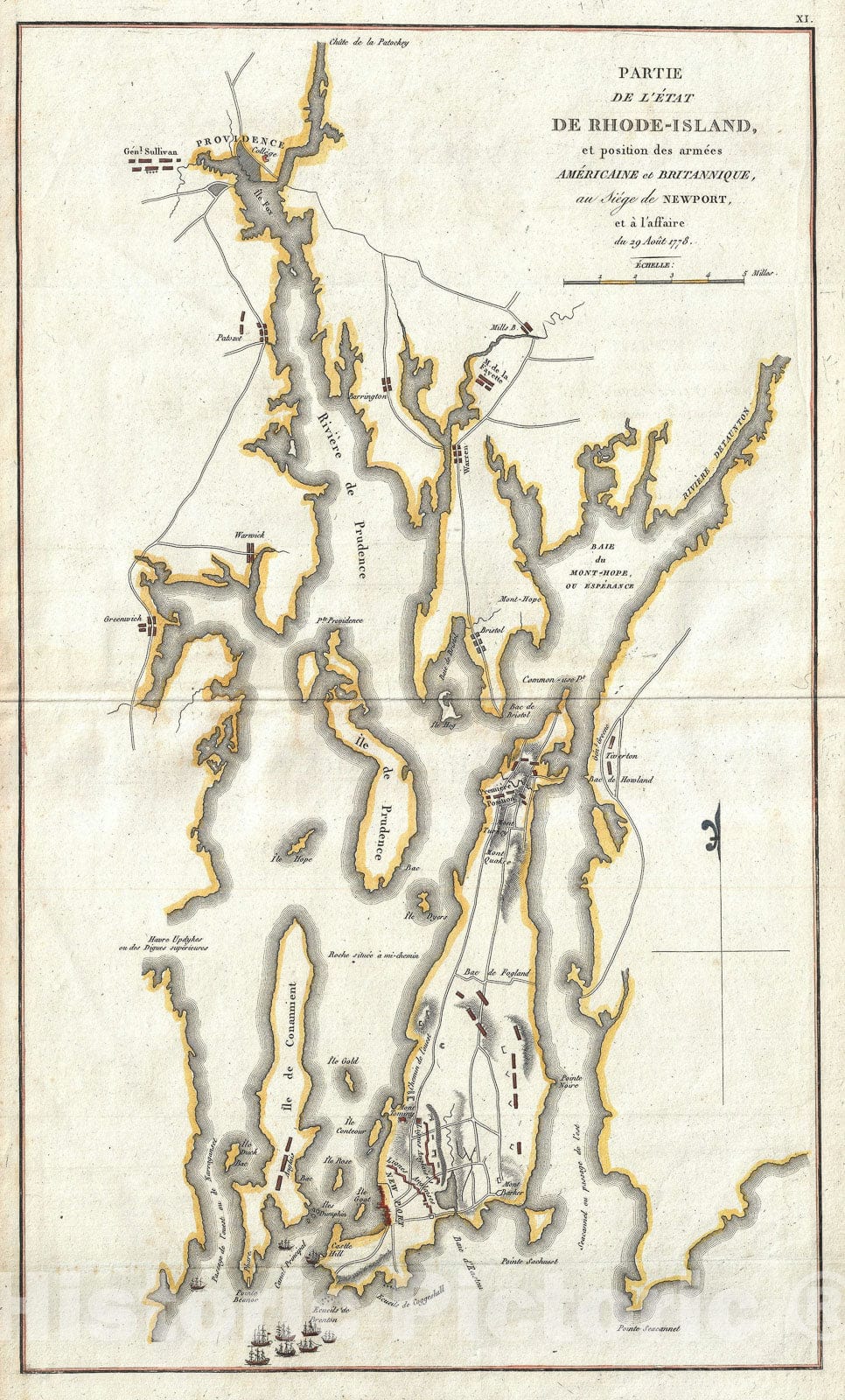 Historic Map : Narragansett Bay, Rhode Island: Providence, Newport, Marshall, 1807, Vintage Wall Art