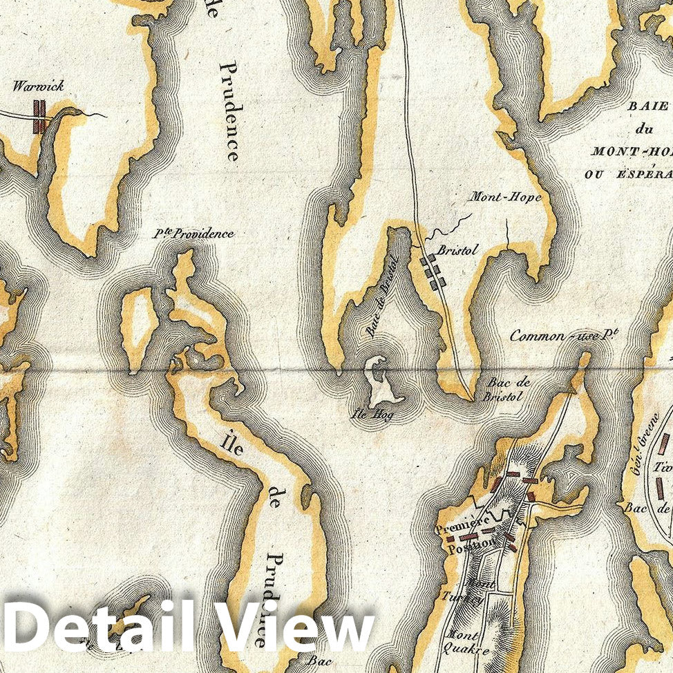 Historic Map : Narragansett Bay, Rhode Island: Providence, Newport, Marshall, 1807, Vintage Wall Art