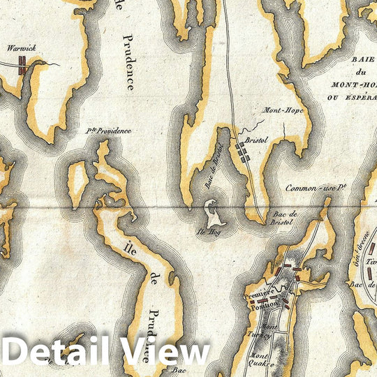 Historic Map : Narragansett Bay, Rhode Island: Providence, Newport, Marshall, 1807, Vintage Wall Art