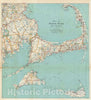 Historic Map : Cape Cod, Walker, 1917, Vintage Wall Art