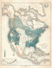 Historic Map : North America Depicting Pine Trees, Sargent Arboreal, 1884, Vintage Wall Art