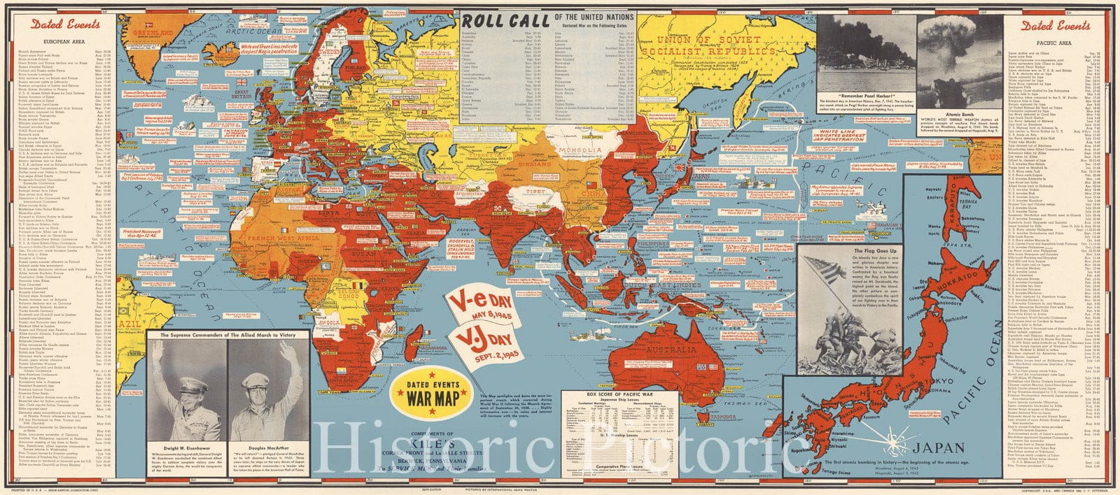Historic Map : The World at The End of World War II, Turner, 1945, Vintage Wall Art
