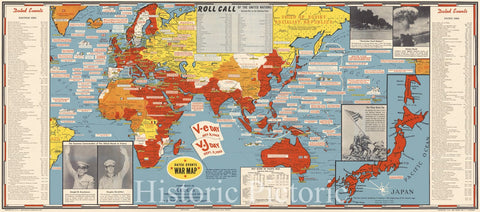 Historic Map : The World at The End of World War II, Turner, 1945, Vintage Wall Art