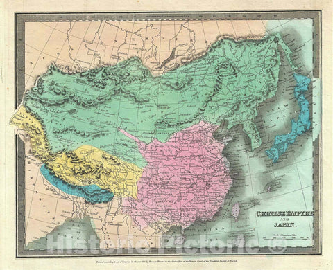 Historic Map : China and Japan, Burr, 1835, Vintage Wall Art