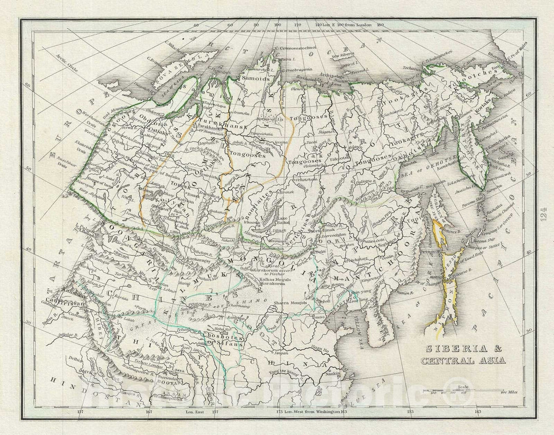 Historic Map : Siberia and Central Asia, BraArtd, 1835 v1, Vintage Wall Art