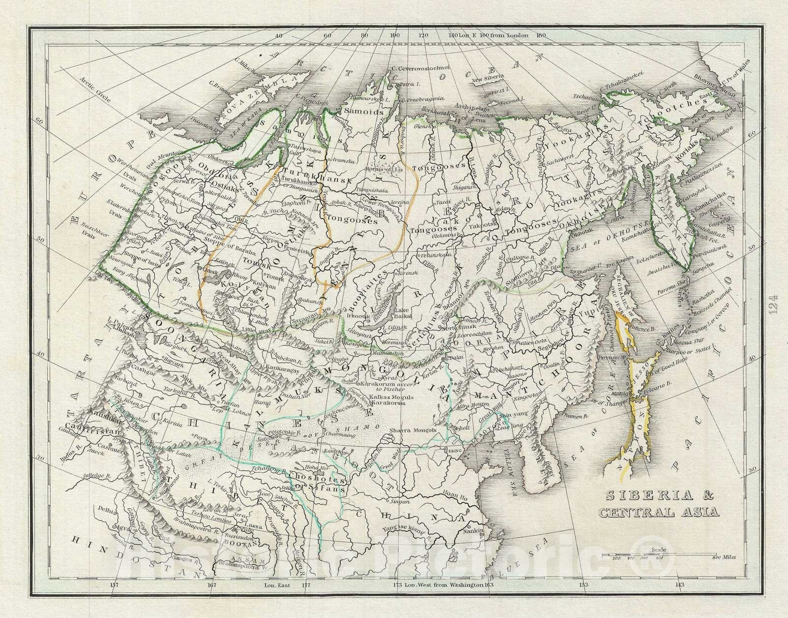 Historic Map : Siberia and Central Asia, BraArtd, 1835 v1, Vintage Wall Art