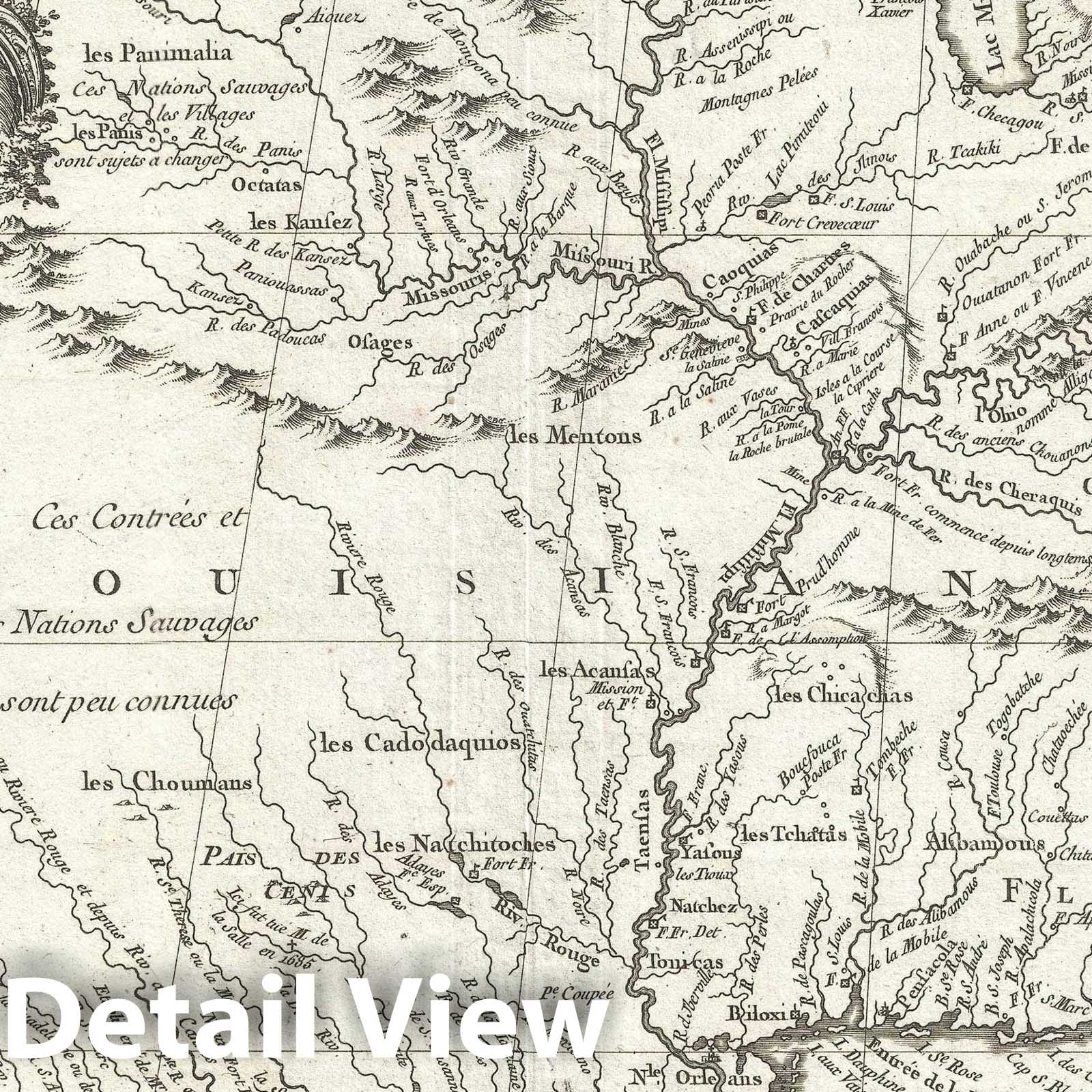 Historic Map : The French Louisiana, Bellin, 1764, Vintage Wall Art