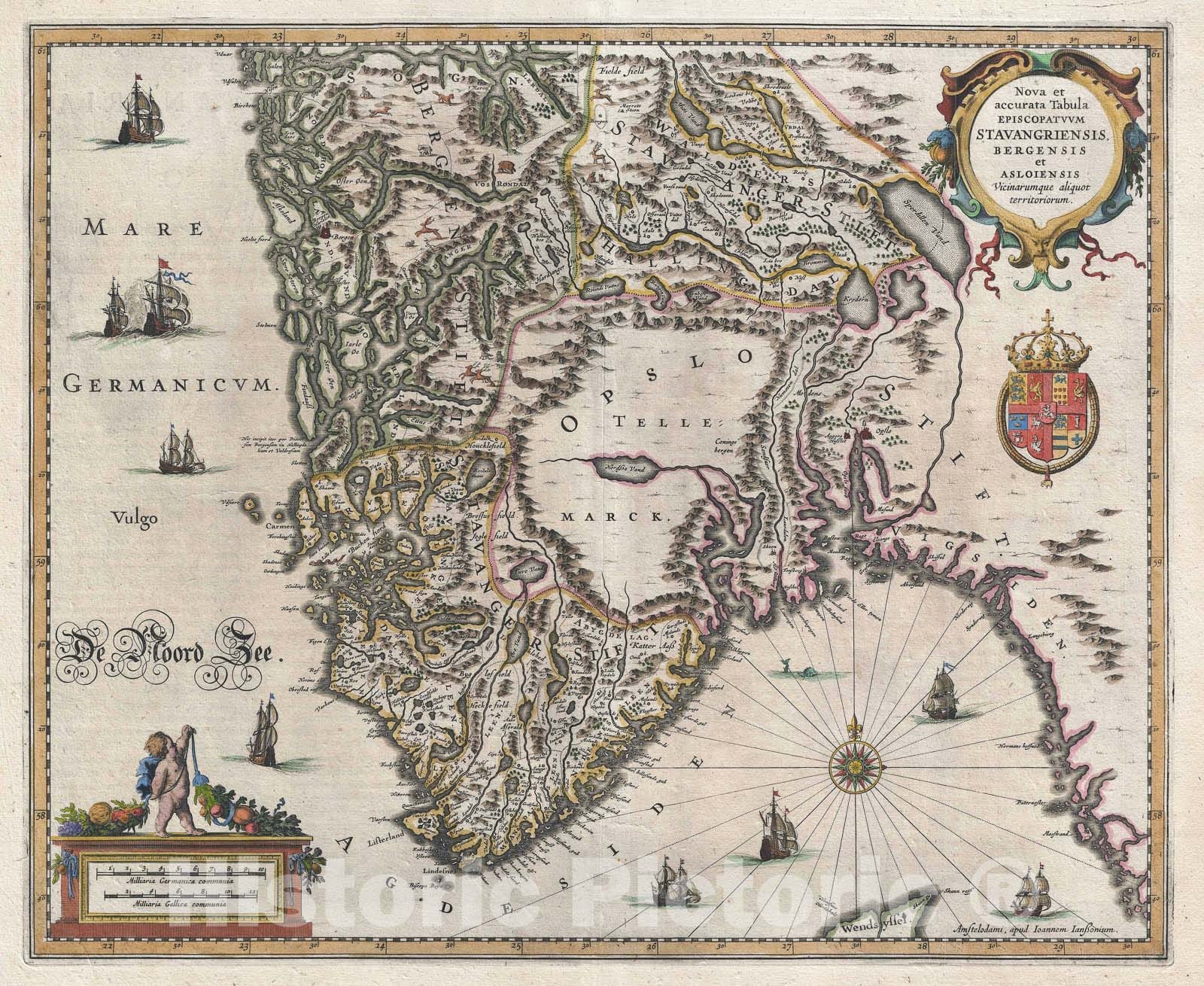 Historic Map : Norway, Jansson, 1638, Vintage Wall Art