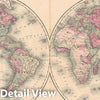 Historic Map : The World in Hemispheres, Johnson, 1863, Vintage Wall Art