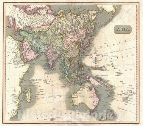 Historic Map : Asia and Australia, Thomson, 1814, Vintage Wall Art