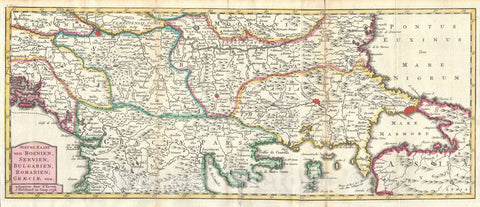 Historic Map : The Balkans " Bosnia, Serbia, Bulgaria, Rumania ", Ratelband, 1738, Vintage Wall Art