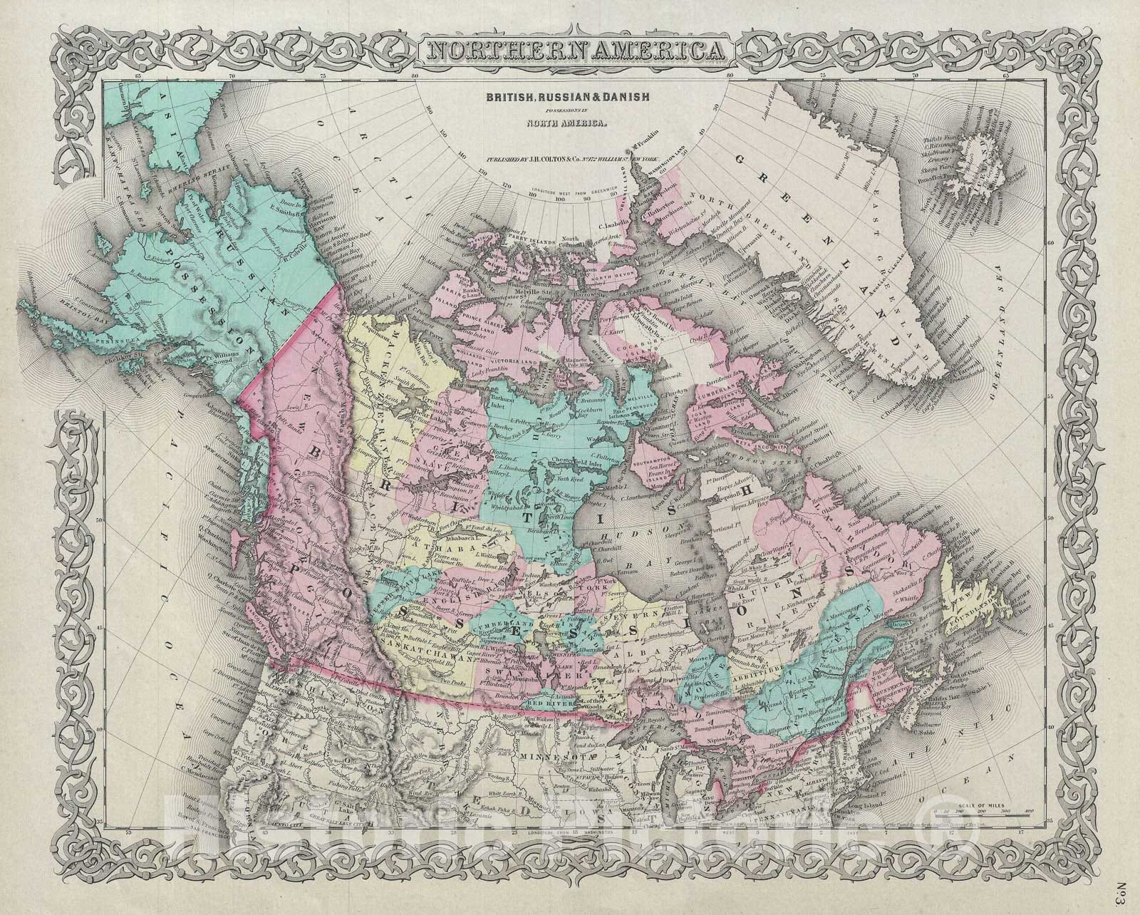 Historic Map : Canada or The British Possessions in North America, Colton, 1856, Vintage Wall Art