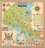 Historic Map : Pictorial Map of all Five Great Lakes and Ontario, Canada, 1950, Vintage Wall Art