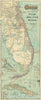Historic Map : Florida East Coast Railway Railroad Map of Florida, 1915, Vintage Wall Art