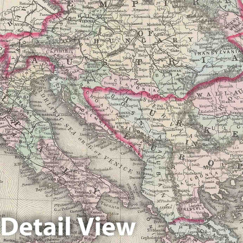 Historic Map : The Austrian Empire, Mitchell, 1872, Vintage Wall Art