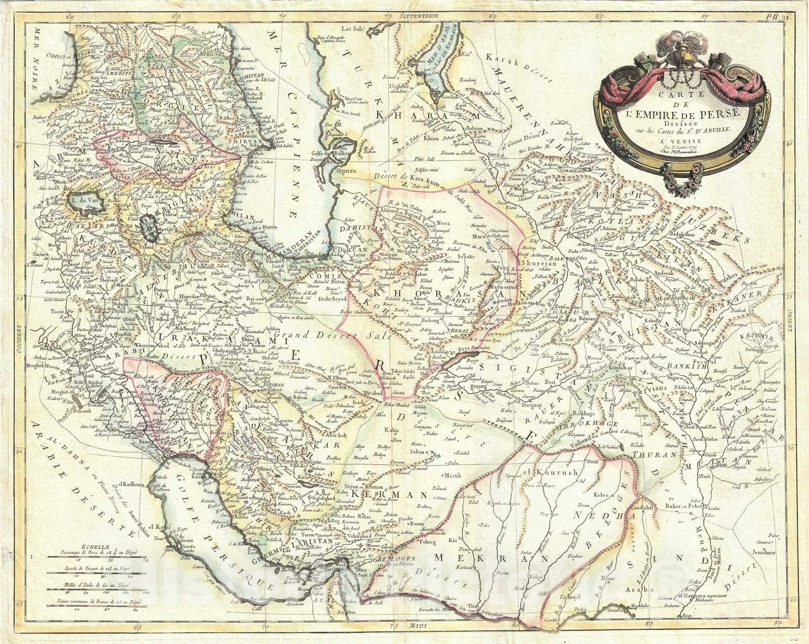 Historic Map : Persia "Iran, Iraq, Afghanistan", Santini, 1779, Vintage Wall Art