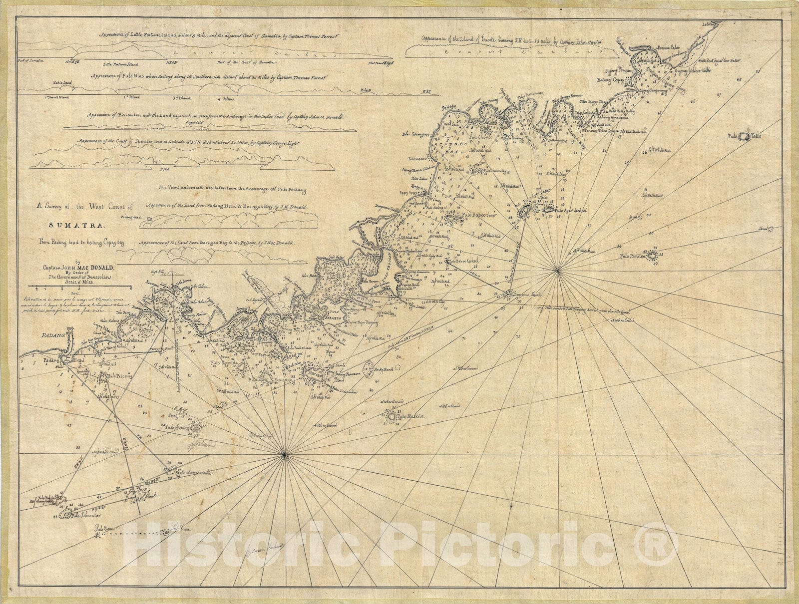 Historic Map : Nautical Western Sumatra "vicinity of Pedang", MacDonald, 1820, Vintage Wall Art