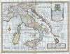 Historic Map : Ancient Italy, Wells, 1712, Vintage Wall Art