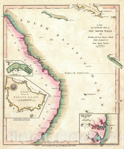 Historic Map : New South Wales, Australia, Wilkinson, 1794, Vintage Wall Art