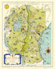 Historic Map : Mathews Pictorial Map of East Africa "Kenya, Tanzania, Uganda, Zanzibar", 1949, Vintage Wall Art