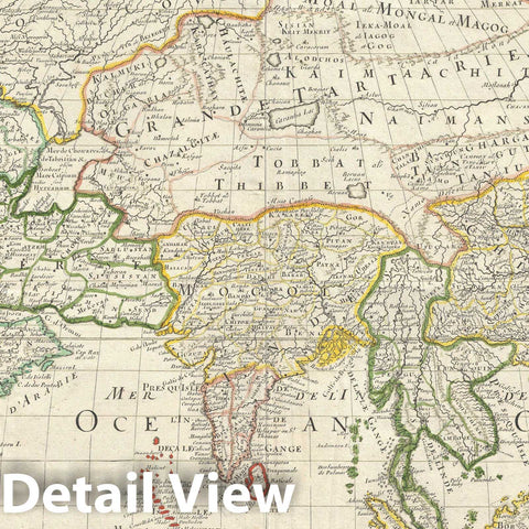 Historic Map : Asia, Sanson, 1669, Vintage Wall Art