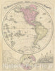 Historic Map : The Western Hemisphere, Mitchell, 1866, Vintage Wall Art