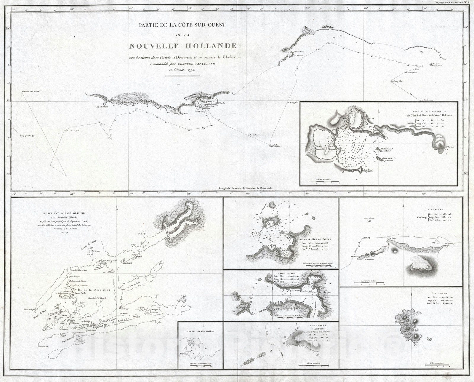 Historic Map : Australia and New Zealand, Vancouver, 1799, Vintage Wall Art