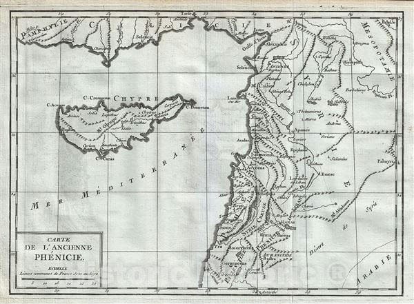 Historic Map : Ancient Phoenicia "Israel, Palestine or Holy Land", Delisle de Sales, 1782, Vintage Wall Art