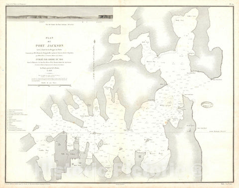 Historic Map : Nautical Chart Port Jackson, Sydney, Australia, Bougainville, 1828, Vintage Wall Art