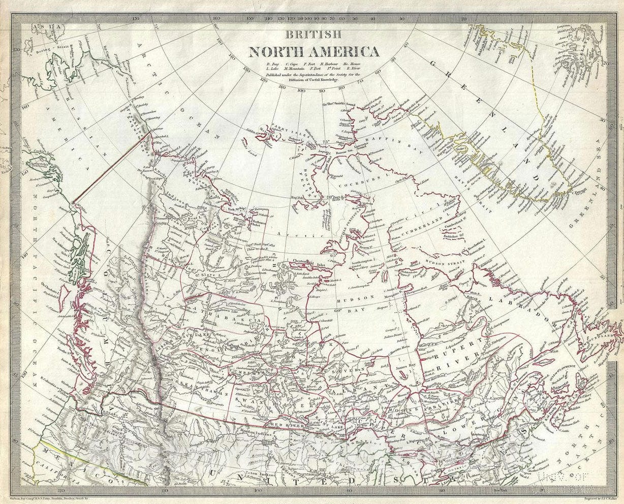 Historic Map : Canada or British North America, S.D.U.K., 1834, Vintage Wall Art