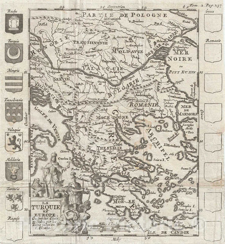 Historic Map : Greece, The Balkans, and Turkey in Europe, Martineau, 1700, Vintage Wall Art
