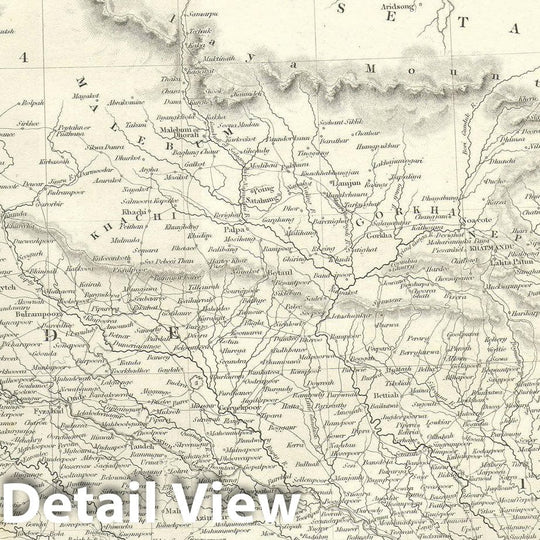 Historic Map : North India, Nepal, and Allahabad, S.D.U.K., 1834, Vintage Wall Art