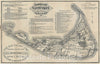 Historic Map : Nantucket Island, Massachusetts w/ Old Colony Line Ad, Ewer, 1889, Vintage Wall Art