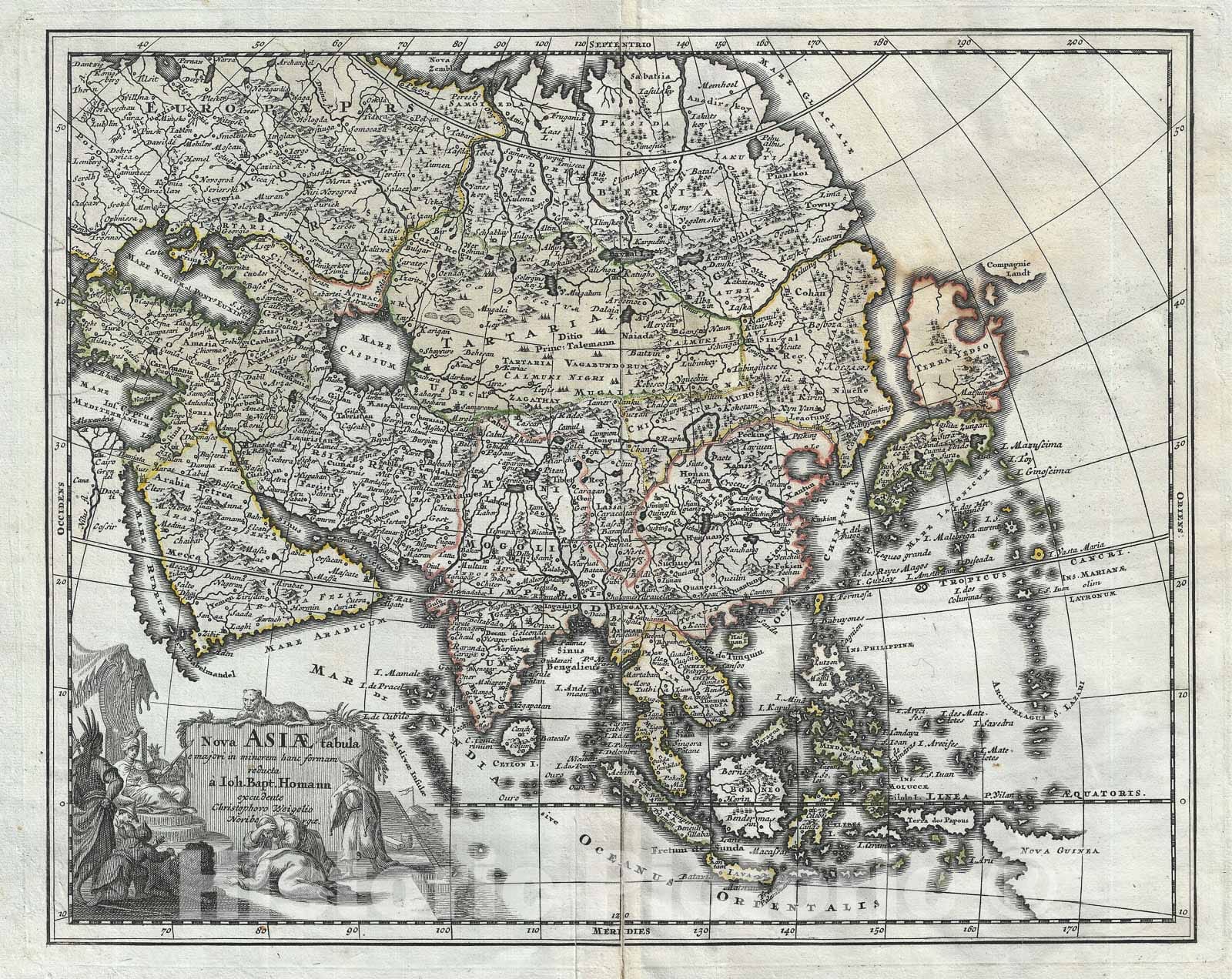 Historic Map : Asia, Homann and Weigel, 1719, Vintage Wall Art
