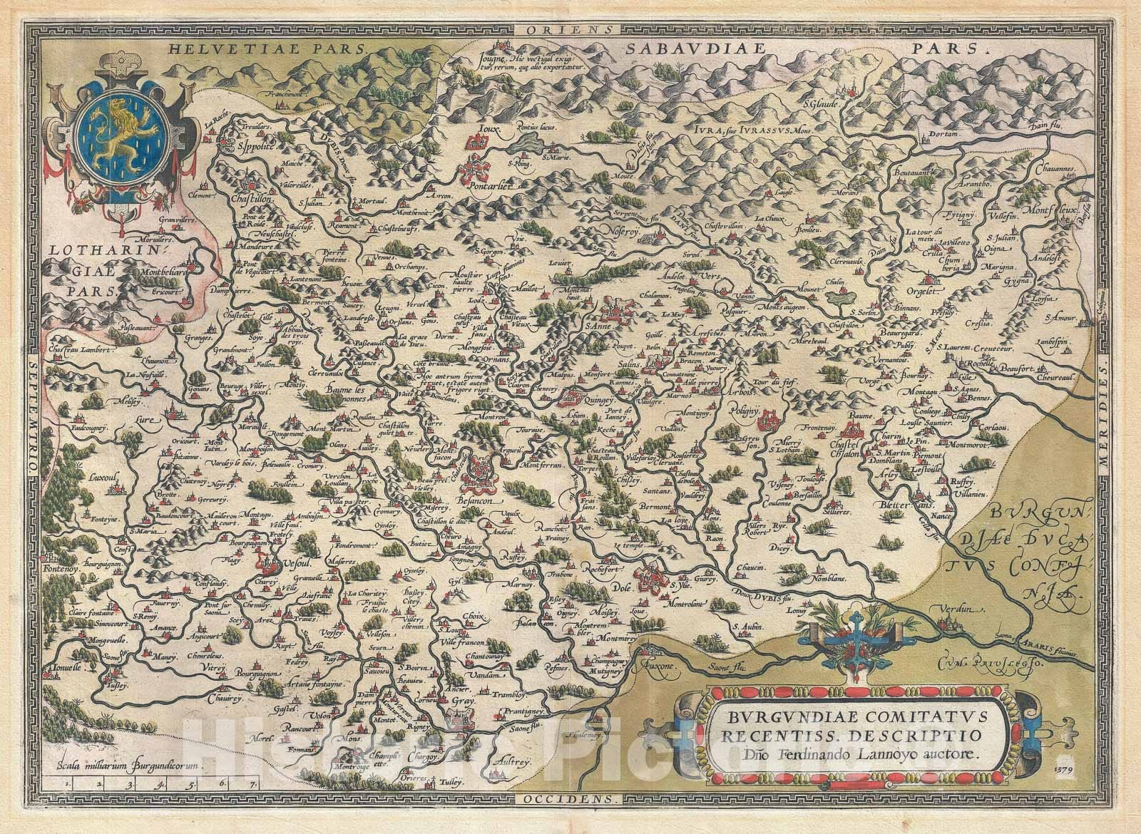 Historic Map : Burgundy, France "Wine Regions", Orteilus, 1592, Vintage Wall Art