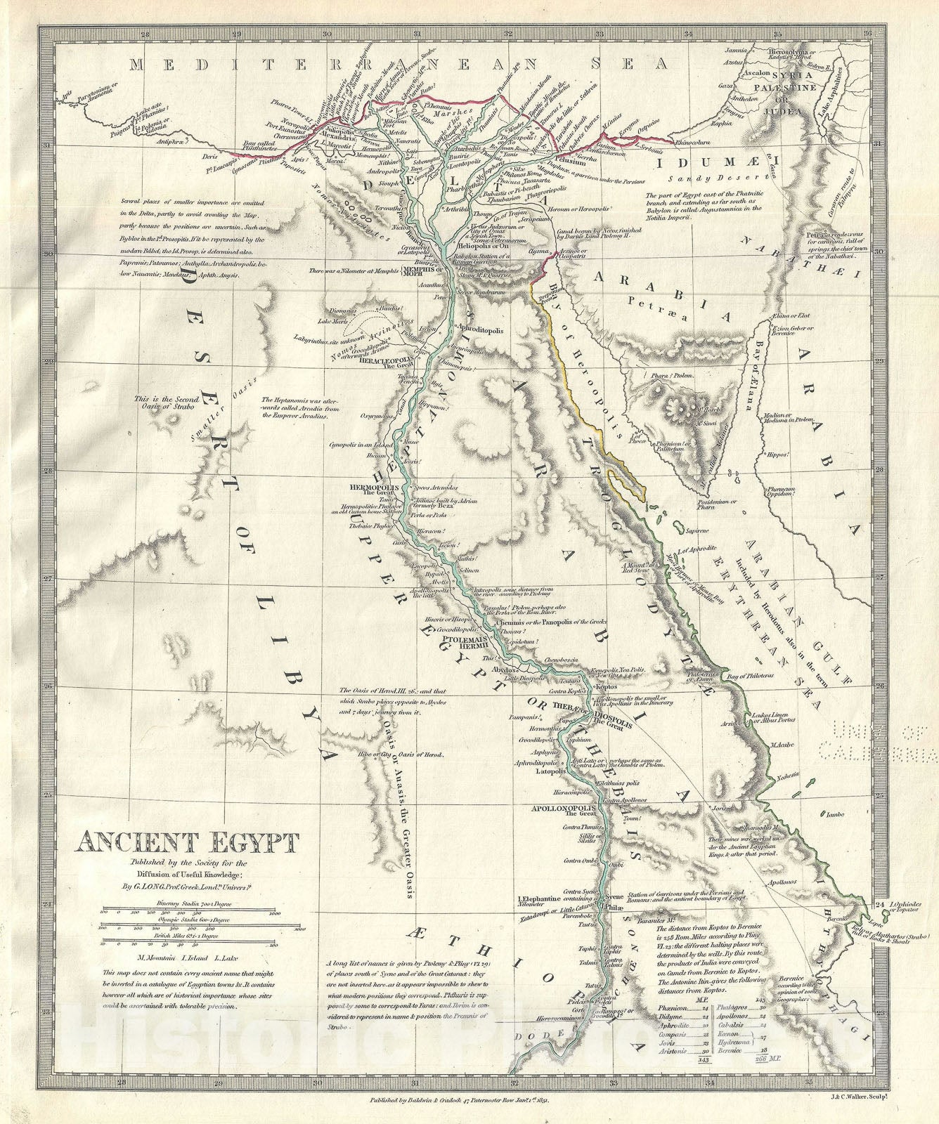 Historic Map : Ancient Egypt, S.D.U.K., 1831, Vintage Wall Art