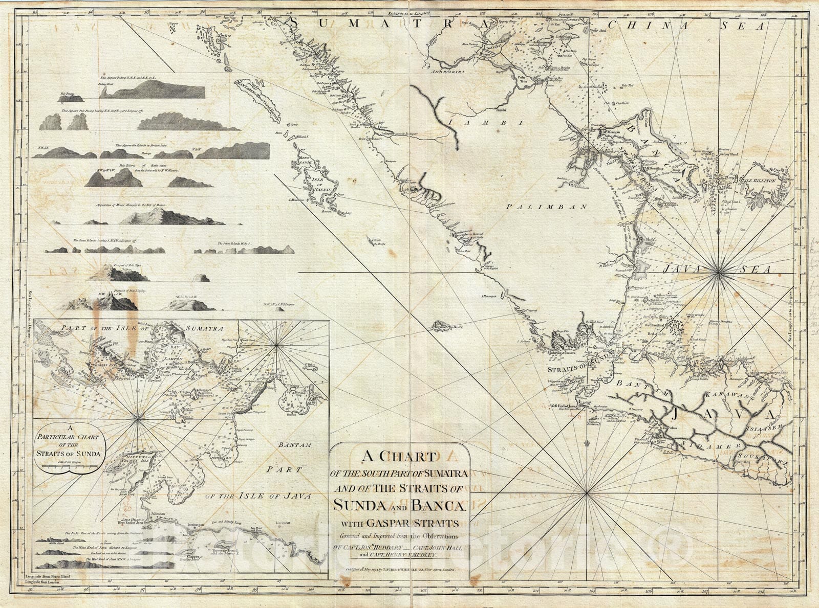 Historic Map : Nautical Chart The SouThern Sumata, Indonesia, Laurie and Whittle, 1794, Vintage Wall Art