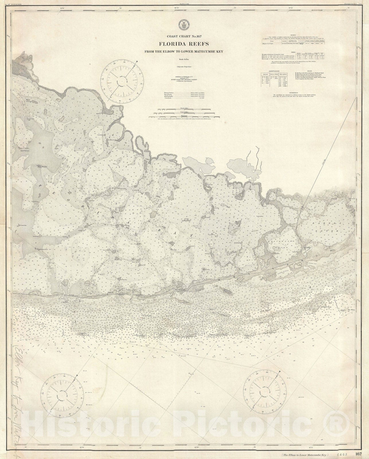 Historic Map : Key Largo and South Florida, U.S. Coast Survey, 1909, Vintage Wall Art