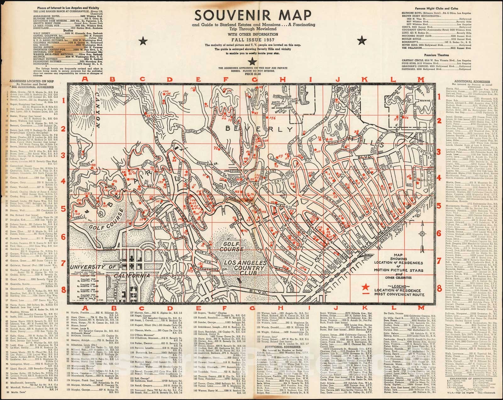 Historic Map : Souvenir Map and Guide to Starland Estates, 1957, Vintage Wall Art