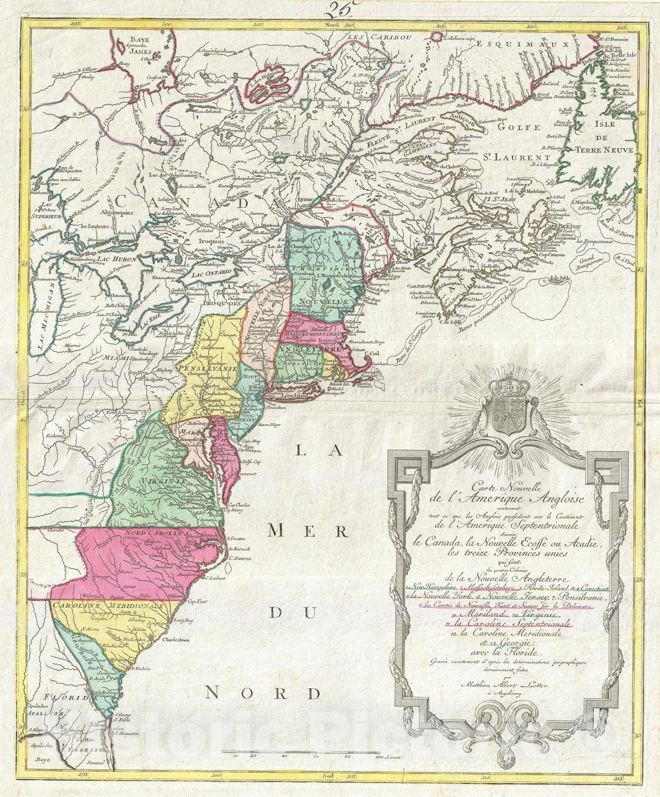 Historic Map : The United States at The Outbreak of The Revolutionary War, Lotter, 1776, Vintage Wall Art