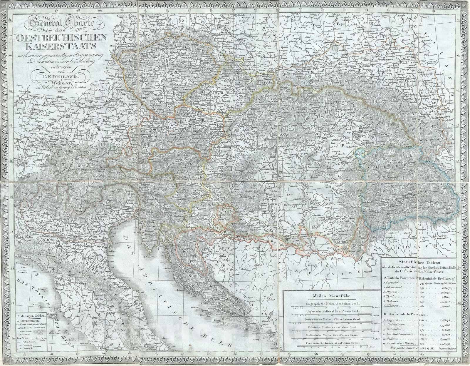 Historic Map : The Austrian Empire, Weiland, 1826, Vintage Wall Art